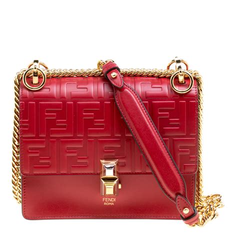 fendi womens shoulder bag kai i red|fendi leather shoulder bag.